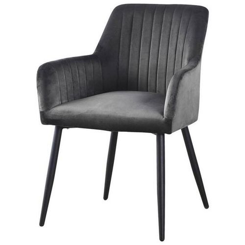 Mid.you Armlehnstuhl , Grau, Schwarz , Holz, Metall, Textil , Pappel , Sperrholz , konisch , 63x85x63 cm , Esszimmer, Stühle, Esszimmerstühle,