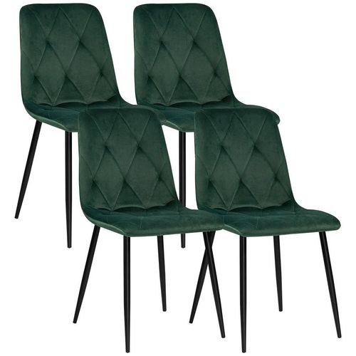 Boxxx Stuhl-Set , Grün, Schwarz , Metall, Textil , Rundrohr , 43x84x56 cm , Stoffauswahl , Esszimmer, Stühle, Esszimmerstühle, Esszimmerstühle-Set