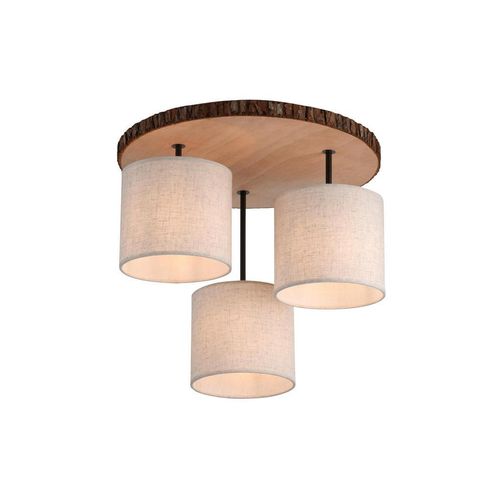 Deckenleuchte Bark , Braun, Natur, Beige , Metall, Kunststoff, Textil , Holz,Holz , rund,rund , 50x45x26-120 cm , höhenverstellbar , Lampen &