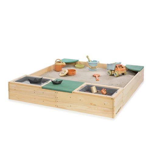 Muddy Buddy Sandkasten Beach Rebel , Grün, Natur , Holz , Zypresse , massiv , 125x20x135 cm , EN 71 , Spielzeug, Kinderspielzeug, Spielzeug für