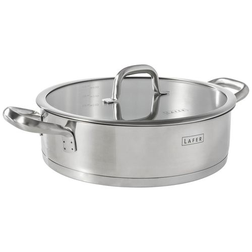 Johann Lafer Servierpfanne Lafer , Silber , Metall , 4,4 L , rund , Kochen, Pfannen, Servierpfannen