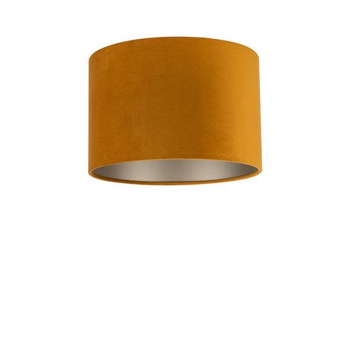 Xxxl Leuchtenschirm Velour , Bernstein , Metall, Textil , zylindrisch , E27 , 30 cm , Lampen & Leuchten, Leuchtenserien