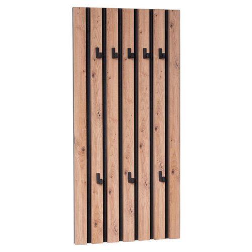 Xora Wandgarderobe , Schwarz, Eiche Artisan , Holzwerkstoff , 45x90x4 cm , Garderobe, Garderobenleisten & Garderobenhaken