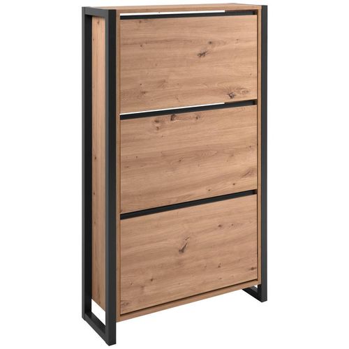 Livetastic Schuhkipper , Anthrazit, Eiche Artisan , Holzwerkstoff , 70x125x25 cm , Garderobe, Schuhaufbewahrung, Schuhkipper