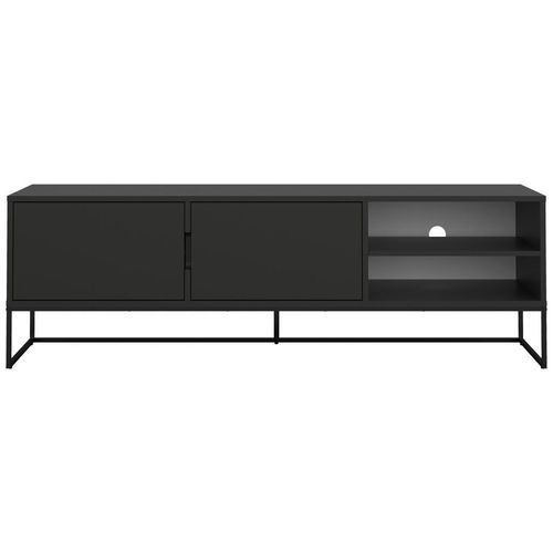 Lowboard Lipp , Schwarz , Holzwerkstoff , 3 Fächer , 176x57x43 cm , Typenauswahl, Beimöbel erhältlich , Wohnzimmer, Wohnwände, Lowboards