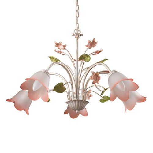 Xxxl Kronleuchter Ivory , Weiß, Pink , Metall, Glas , 100 cm , Lampen & Leuchten, Innenbeleuchtung, Hängelampen, Kronleuchter