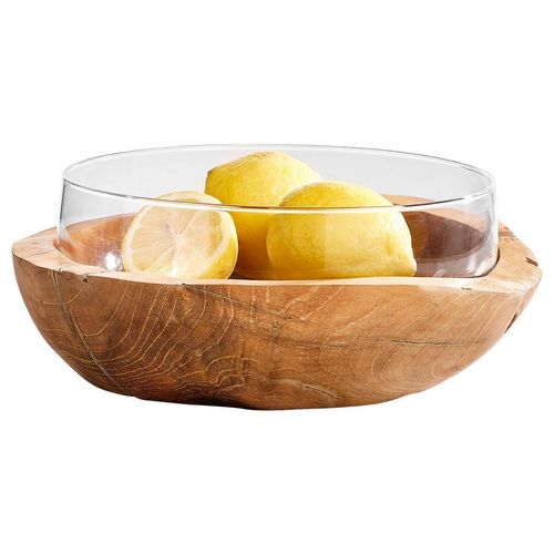 Leonardo Dekoschale Toscana , Braun, Klar , Holz, Glas , Teakholz , rund , 11 cm , Dekoration, Dekoartikel, Dekoteller & -tabletts