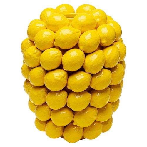 Kare-Design Vase , Gelb , Keramik , oval , 28x40x28 cm , handgemacht, zum Stellen , Dekoration, Vasen, Keramikvasen