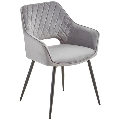 Mid.you Armlehnstuhl , Schwarz, Dunkelgrau , Holz, Metall, Textil , Pappel , Sperrholz , Rundrohr , 56x80.5x56 cm , Esszimmer, Stühle,