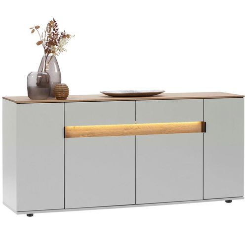 Dieter Knoll Sideboard , Eiche, Hellgrau , Holzwerkstoff , Asteiche , furniert , 6 Fächer , 2 Schubladen , 180.6x82x42 cm , Typenauswahl, Beimöbel