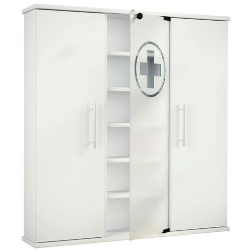 Mid.you Medizinschrank , Weiß , Holzwerkstoff , 15 Fächer , 86x91.5x18 cm , Badezimmer, Badezimmerschränke, Medizinschränke