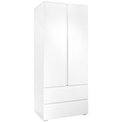 Mid.you Drehtürenschrank , Weiß , Holzwerkstoff , 3 Fächer , 2 Schubladen , 80x191x55 cm , griffloses Öffnen , Kinder- & Jugendzimmer, Jugendmöbel,