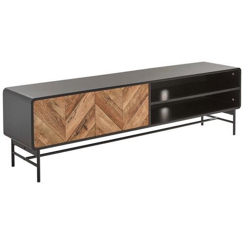 Mid.you Lowboard , Schwarz, Eiche , Metall, Holzwerkstoff , 1 Fächer , 180x52x40 cm , Wohnzimmer, Wohnwände, Lowboards