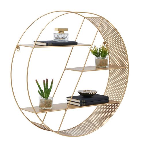 Carryhome Wandregal , Gold , Metall , 60x60x15 cm , Wohnzimmer, Regale, Wandregale