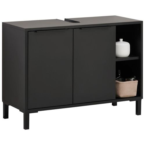 Waschbeckenunterschrank Inova , Anthrazit, Schwarz , Metall , 1 Fächer , 80x49.3x33 cm , Made in Germany , stehend , Badezimmer, Badezimmerschränke,