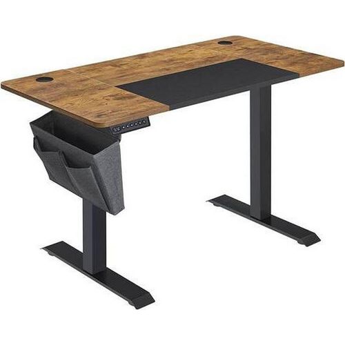 Boxxx Computertisch , Braun, Schwarz , Holzwerkstoff , Vintage , rechteckig , eckig, Kufe , 60x72-120x120 cm , höhenverstellbar, Kabeldurchlass,