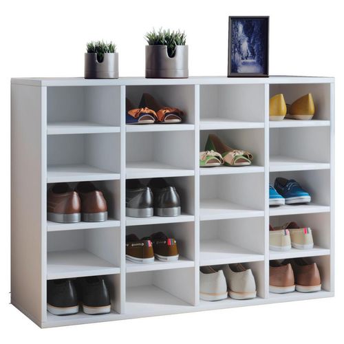 Mid.you Schuhregal , Weiß , Holzwerkstoff , 16 Fächer , 92x67x33 cm , Garderobe, Schuhaufbewahrung, Schuhregale