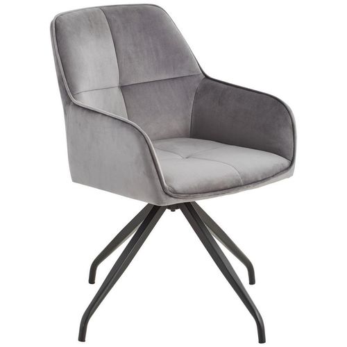 Livetastic Armlehnstuhl , Grau, Schwarz , Holz, Metall, Textil , Pappel , Sperrholz , Drehkreuz , 57x83.5x60 cm , Sitzfläche 360° drehbar , Esszimmer,