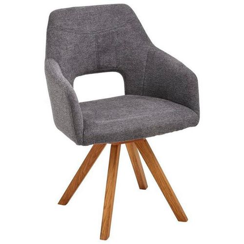 Voleo Armlehnstuhl , Anthrazit, Eiche , Holz, Textil , Wildeiche , massiv , eckig , 57x84x57 cm , Stoffauswahl, Sitzfläche 180° drehbar, automatische