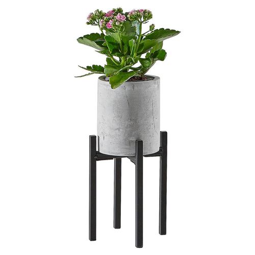 Ambia Home Pflanzentopf , Grau, Schwarz , Metall, Stein , zylindrisch , 25.5 cm , Dekoration, Blumen & Zubehör, Übertöpfe