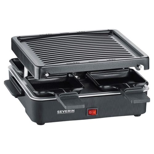 Severin Raclette-Grill , Schwarz , Kunststoff , 40x12.2x26 cm , Kontrollleuchte, antihaftbeschichtete Raclette-Pfännchen, Ein/Aus-Schalter ,