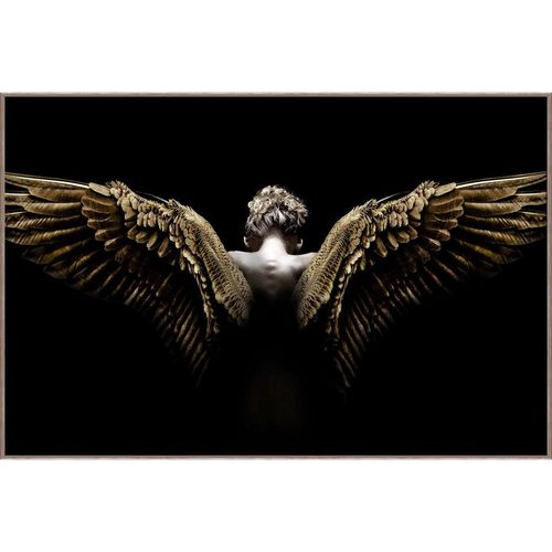 Monee Glasbild , Schwarz, Gold , Kunststoff, Glas, Papier , rechteckig , 120x80 cm , Fotografie , Bilder und Zubehör, Wandbilder, Glasbilder