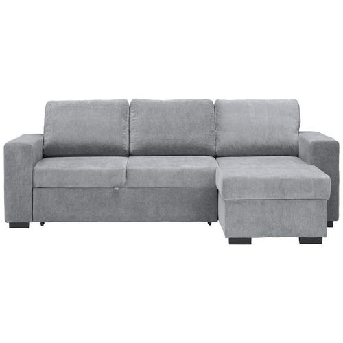 Carryhome Ecksofa , Grau , Textil , Uni , 3-Sitzer , Ottomane rechts, seitenverkehrt montierbar, L-Form , 244x157 cm , Liegefunktion, seitenverkehrt