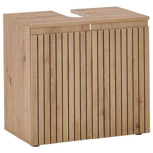 Mid.you Waschbeckenunterschrank , Eiche Artisan , Holzwerkstoff , 1 Fächer , 60x57x36 cm , stehend , Badezimmer, Badezimmerschränke,