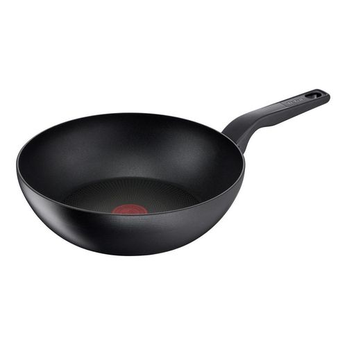 Tefal Wokpfanne Hard Titanium PRO , Schwarz , Metall , rund , backofengeeignet, antihaftbeschichtet , Kochen, Pfannen, Woks