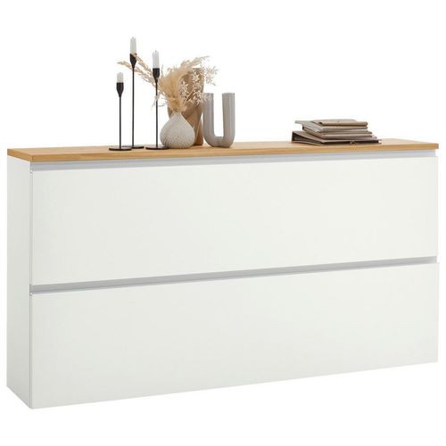 Dieter Knoll Hängeschuhschrank , Weiß, Eiche , Holzwerkstoff , Balkeneiche , furniert , 4 Fächer , 160x83x31 cm , Goldenes M, Made in Germany,