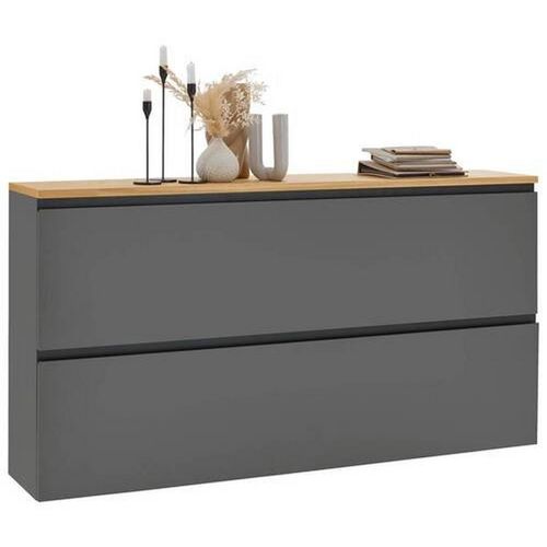 Dieter Knoll Hängeschuhschrank , Grau, Eiche , Holzwerkstoff , Balkeneiche , furniert , 4 Fächer , 160x83x31 cm , Goldenes M, Made in Germany,