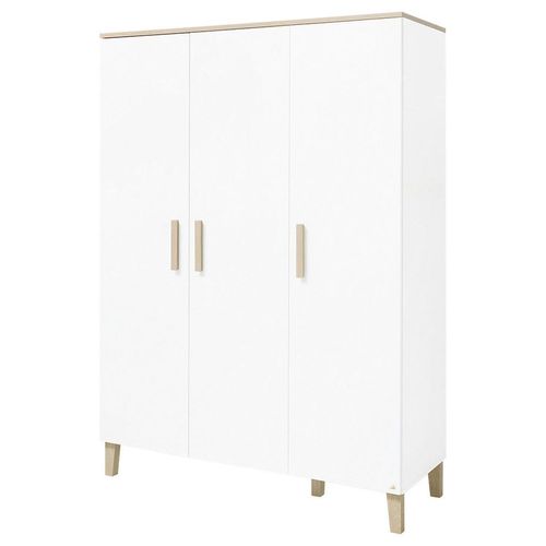 Pinolino Babykleiderschrank Pinolino Lumi , Weiß, Eiche , Holz, Holzwerkstoff , Eiche , massiv , 6 Fächer , 135x189x56 cm , Holzmöbel, Holzschränke,