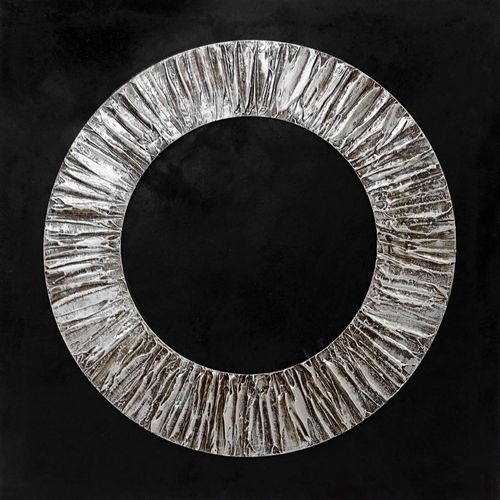 Monee Originalbild, Schwarz, Silber, Textil, Holzwerkstoff, Abstraktes, quadratisch, 55x55 cm, handgemalt, Bilder und Zubehör, Wandbilder, Ölgemälde