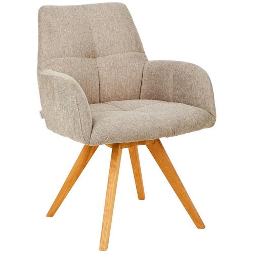Linea Natura Armlehnstuhl , Taupe , Holz, Textil , Wildeiche , vollmassiv , Stativgestell, Drehkreuz , 62x87.5x68.5 cm , inklusive Armlehnen,