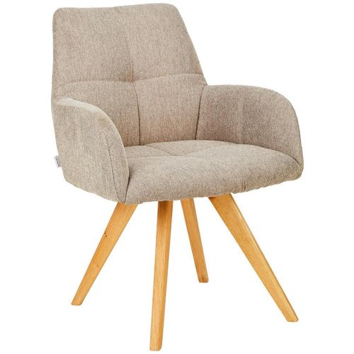Linea Natura Armlehnstuhl , Taupe , Holz, Textil , Wildeiche , vollmassiv , Stativgestell , 62x87.5x68.5 cm , inklusive Armlehnen , Esszimmer, Stühle,