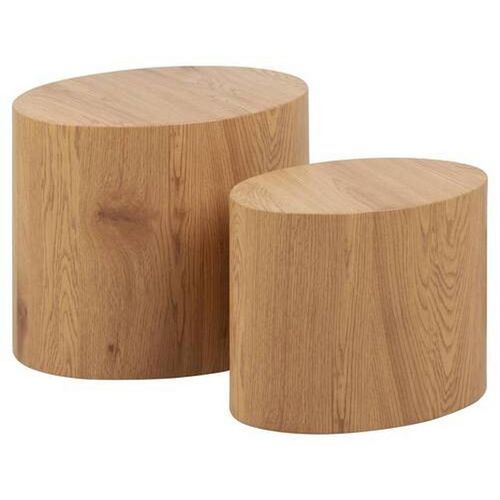 Xxxl Beistelltischset , Eiche , Holzwerkstoff , 2-teilig , oval , rund, Sockel , 48x40x33 cm , Wohnzimmer, Wohnzimmertische, Satztische