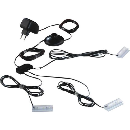 Carryhome Glasbodenbeleuchtungs-Set , Schwarz , Kunststoff , 3-teilig , Lampen & Leuchten, Innenbeleuchtung, Schrankbeleuchtung