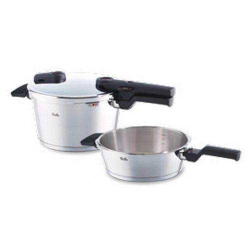 Fissler Schnellkochtopfset Vitaquick , Silber , Metall , 2-teilig , Druckregelventil, Druckanzeige , Kochen, Töpfe, Schnellkochtöpfe