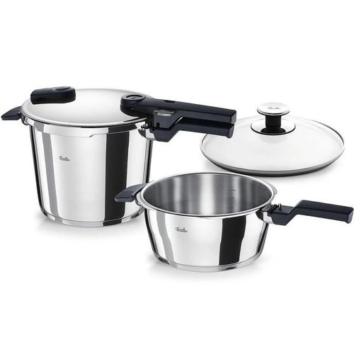 Fissler Schnellkochtopfset Vitaquick® , Silber , Metall , 2-teilig , Druckregelventil, Druckanzeige , Kochen, Töpfe, Schnellkochtöpfe