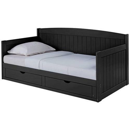 Mid.you Ausziehbett , Schwarz , Holz , Kiefer , massiv , Höhe ca. 20 cm , 90x200 cm , FSC MIX , Bettkasten, Lattenrost , Kinder- & Jugendzimmer,