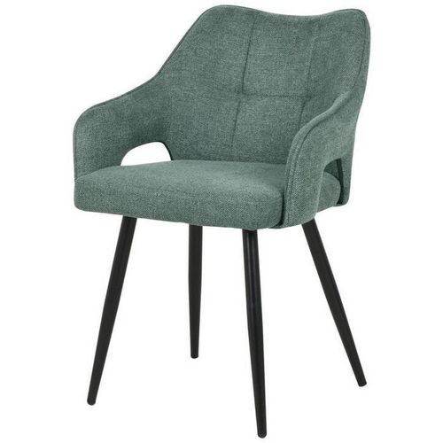 Mid.you Armlehnstuhl , Grün , Holz, Metall, Textil , Pappel , Sperrholz , Rundrohr , 60.5x81.5x55.5 cm , inklusive Armlehnen , Esszimmer, Stühle,