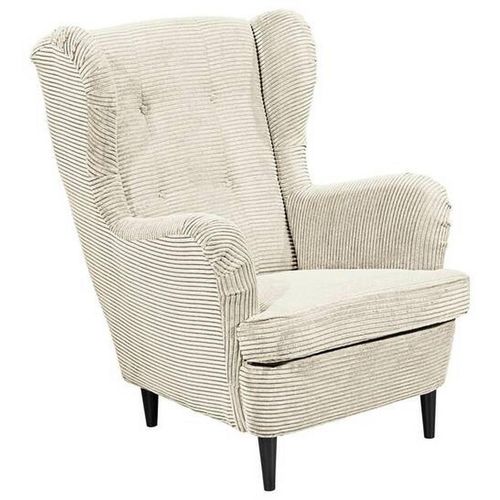 Carryhome Ohrensessel , Creme , Textil , Buche , massiv , 78x102x98 cm , Wohnzimmer, Sessel, Ohrensessel
