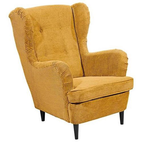 Carryhome Ohrensessel , Gelb , Textil , Buche , massiv , 78x102x98 cm , Wohnzimmer, Sessel, Ohrensessel