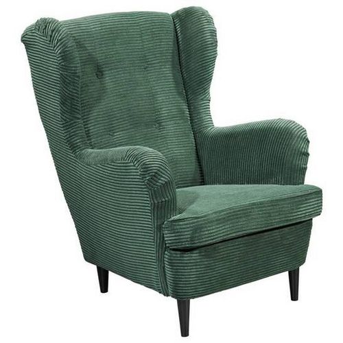 Carryhome Ohrensessel , Dunkelgrün , Textil , Buche , massiv , 78x102x98 cm , Wohnzimmer, Sessel, Ohrensessel