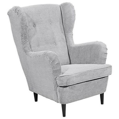 Carryhome Ohrensessel , Hellgrau , Textil , Buche , massiv , 78x102x98 cm , Wohnzimmer, Sessel, Ohrensessel