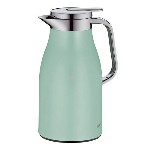 Alfi Isolierkanne Skyline , Pastellgrün , Metall , 1,0 L , Einhandbedienung, schadstofffrei, hält kalt, warm, Schraubverschluss, abnehmbarer Deckel,