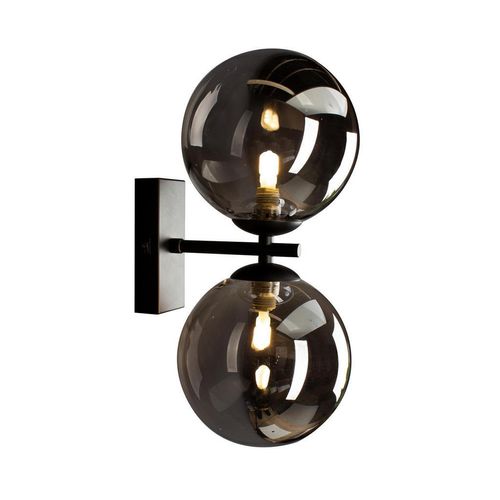 Xxxl Wandleuchte Nero , Schwarz, Dunkelgrau , Metall, Glas , Kugel,Kugel , 10x23.3 cm , Kippschalter , Lampen & Leuchten, Innenbeleuchtung,