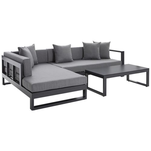 Amatio Loungegarnitur , Anthrazit , Metall, Glas, Textil , Füllung: Schaumstoff,Schaumstoff,Polyester , L-Form , 248x180 cm , Loungemöbel,