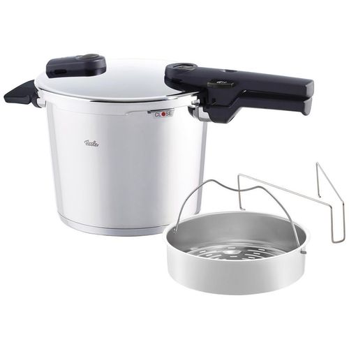 Fissler Schnellkochtopf Vitaquick , Silber , Metall , 6,0 L , Druckregelventil, Sicherheitsverschluss , Kochen, Töpfe, Schnellkochtöpfe