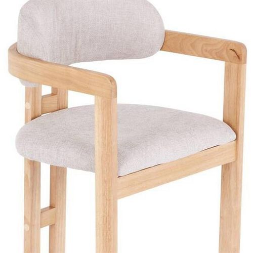 Mid.you Armlehnstuhl , Eiche, Hellbraun , Holz, Textil , Kautschukholz , massiv , eckig , 60x80x52 cm , Esszimmer, Stühle, Esszimmerstühle,
